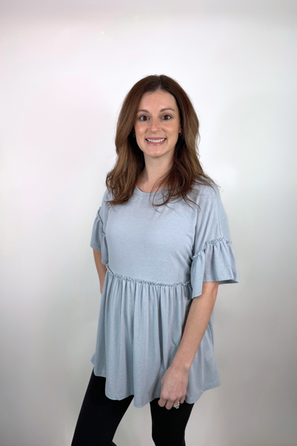 LIGHT BLUE BABYDOLL TOP – Sisters Boutique