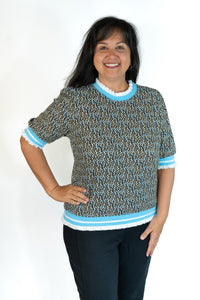 BLUE LEOPARD PRINT TOP