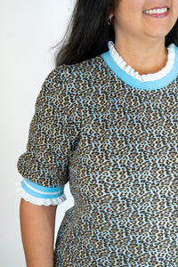 BLUE LEOPARD PRINT TOP