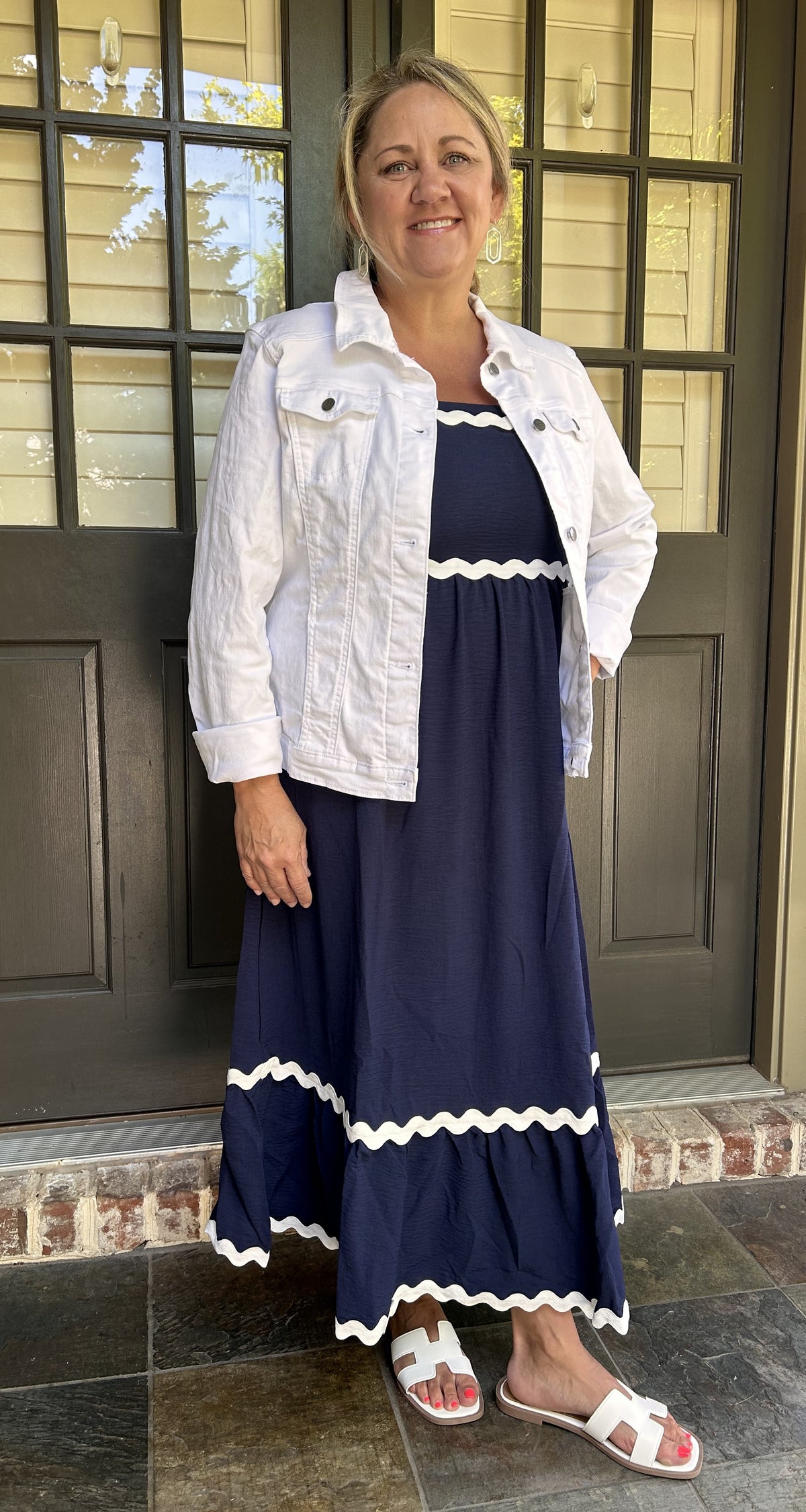 RIC RAC TRIM NAVY MAXI DRESS