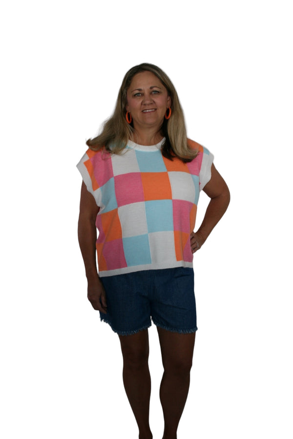MULTI COLOR CHECKERED SWEATER VEST