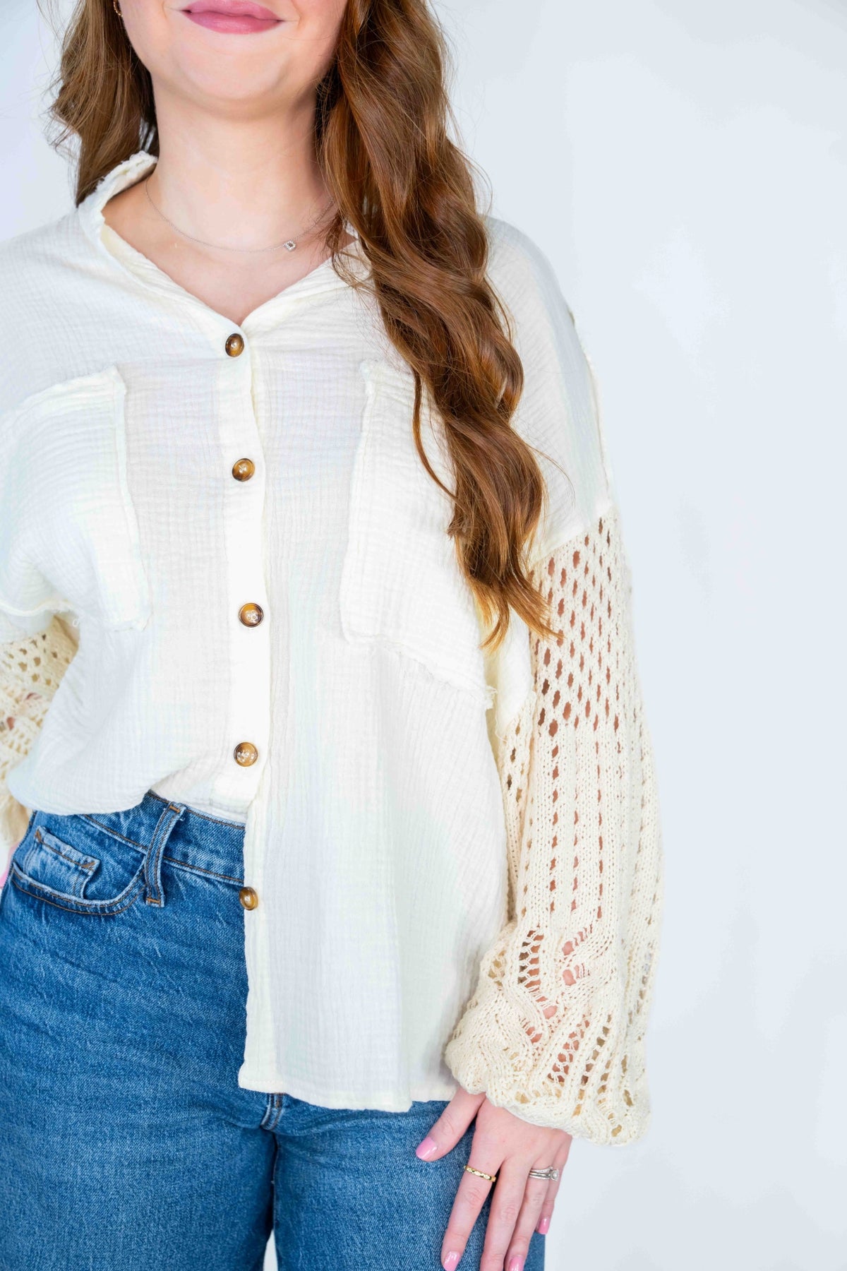 OVERSIZED BUTTON DOWN GAUZE SHIRT
