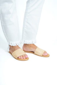 BEIGE ONE BAND SLIP ON SANDAL