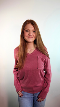 MAUVE RIBBED LONG SLEEVE BLOUSE