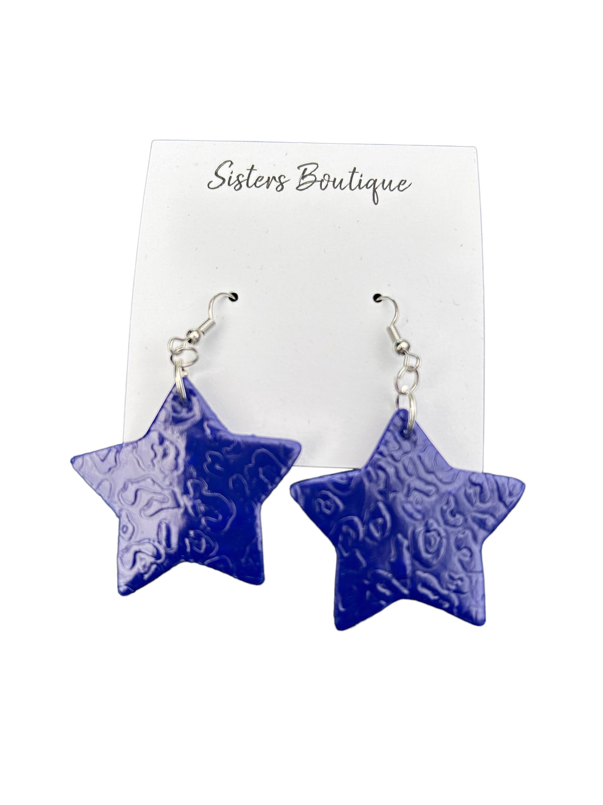 HANDMADE POLYMER CLAY BLUE STAR EARRINGS