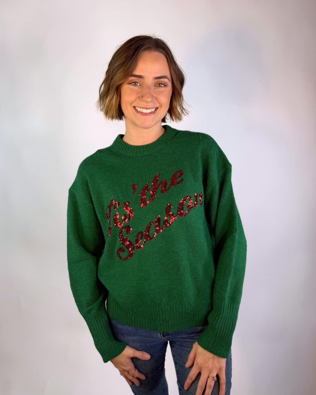 TIS THE SEASON SEQUIN CHRISTMAS HOLIDAY SWEATER
