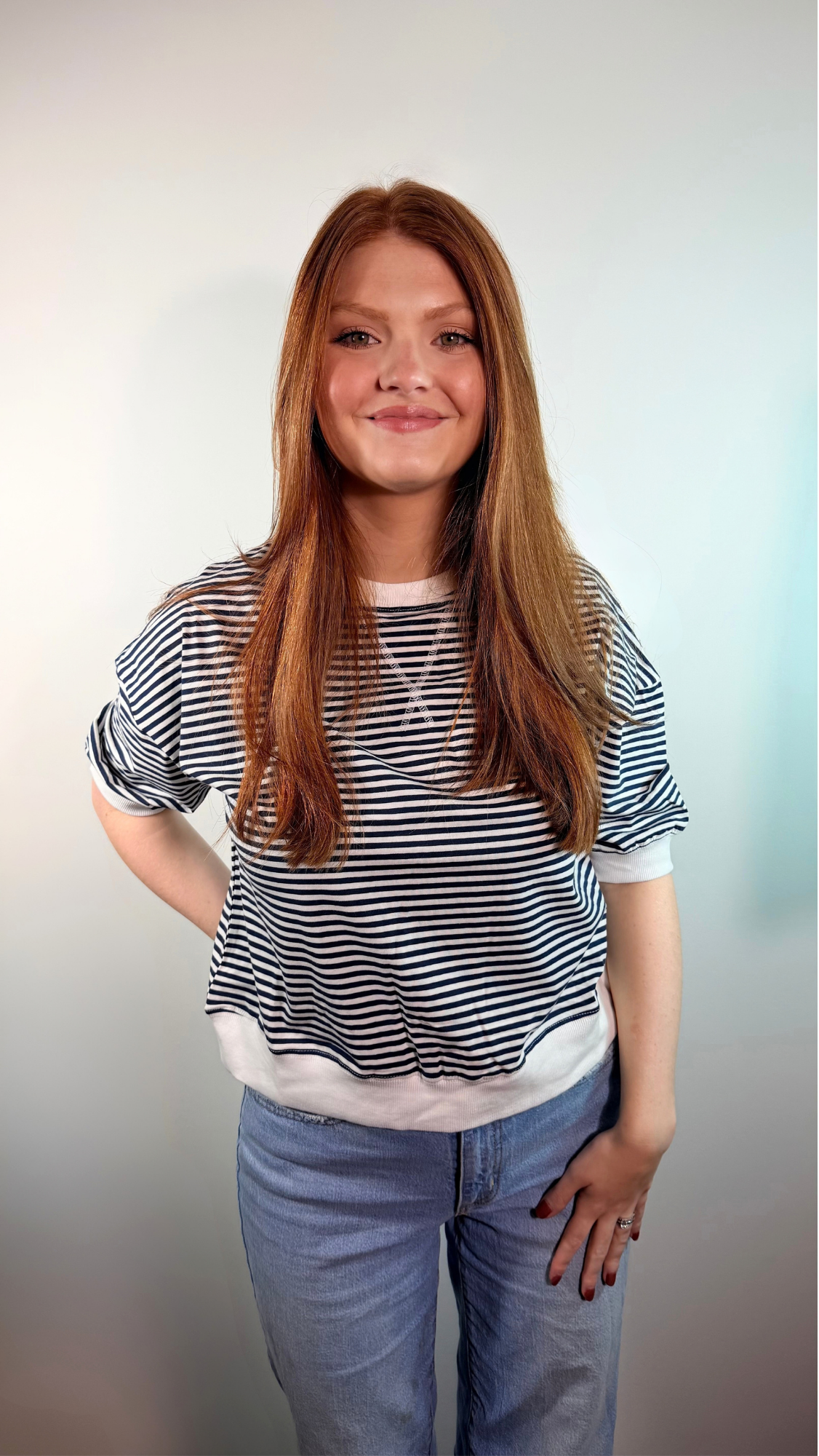 STRIPED PULLOVER BLOUSE
