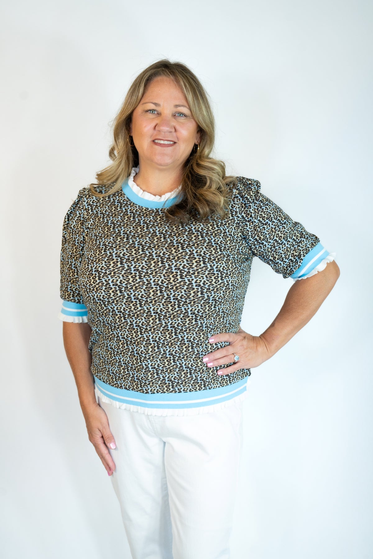 BLUE LEOPARD PRINT TOP