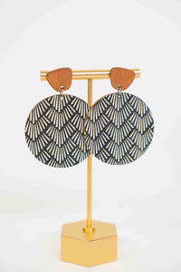BOHO PRINTED CORK WOODEN DANGLE EARRINGS