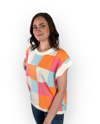 MULTI COLOR CHECKER SWEATER VEST