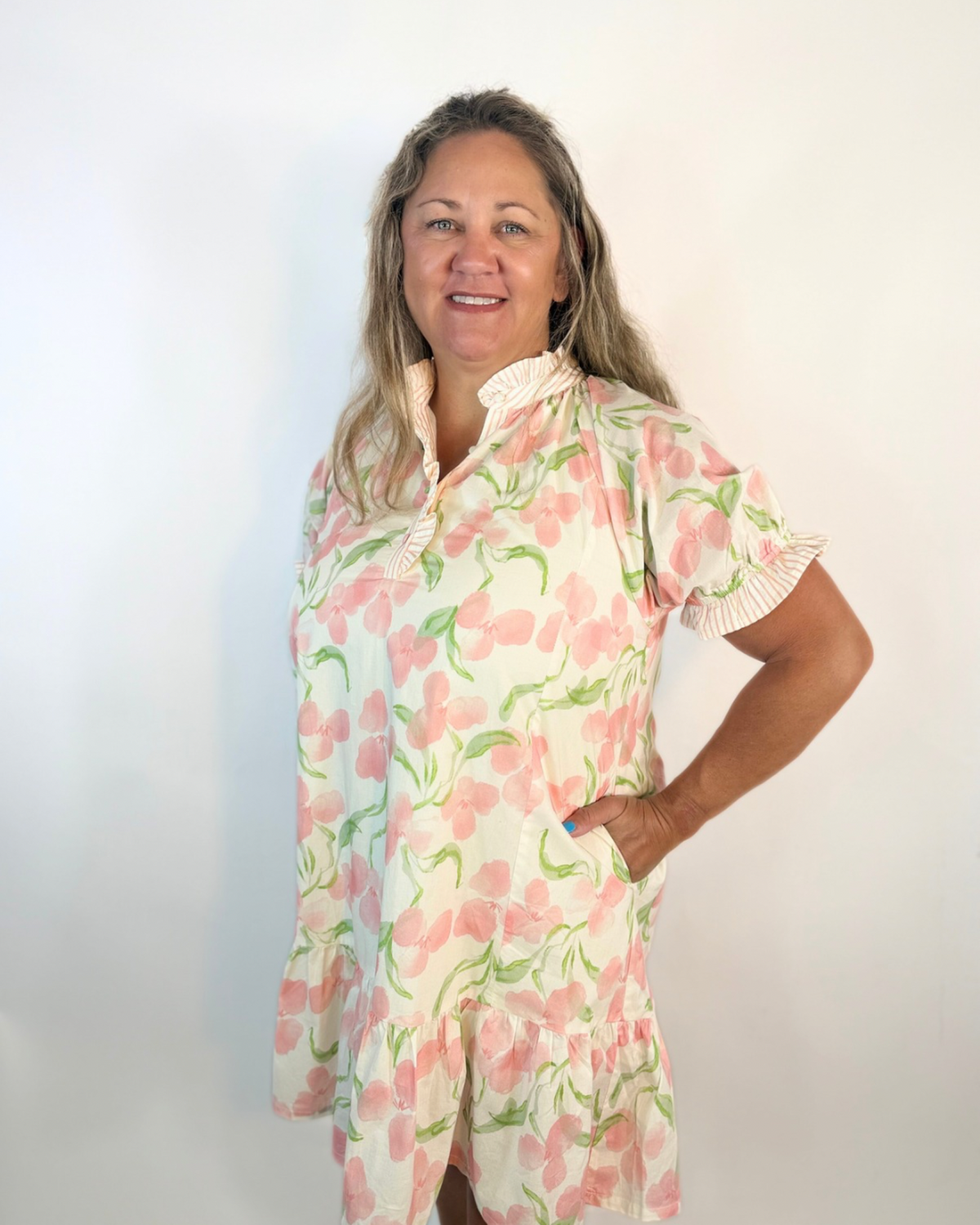 FLORAL PINK MIXED MINI DRESS