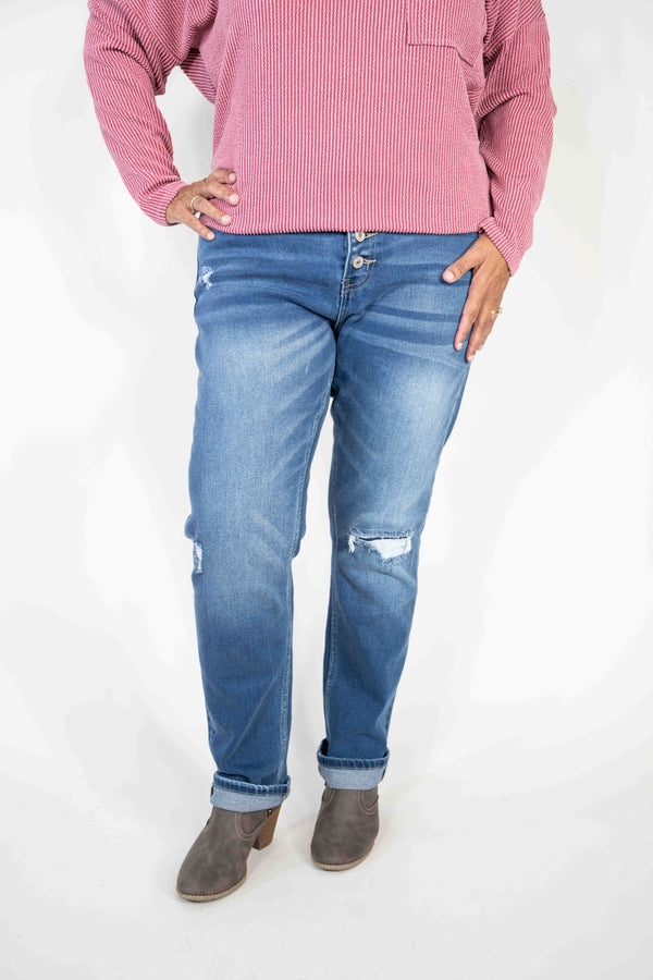 CURVY KANCAN HIGH RISE BUTTON FLY SKINNY STRAIGHT JEANS