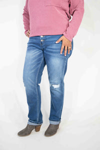 CURVY KANCAN HIGH RISE BUTTON FLY SKINNY STRAIGHT JEANS