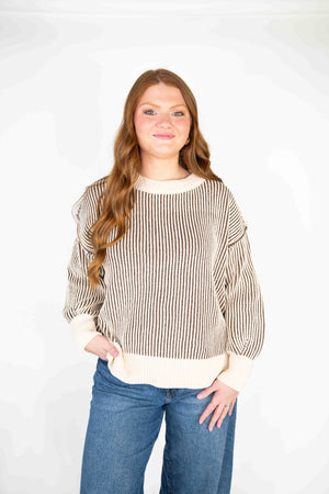 TWO TONE STRIPED SWEATER
