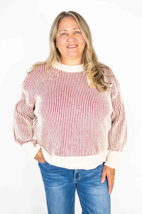 TWO TONE STRIPED SWEATER