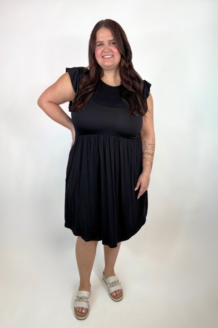 CURVY SOLID BABYDOLL MINI DRESS
