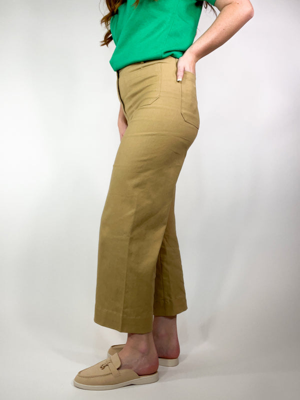 SOFT WASHED TAUPE WIDE LEG PANTS