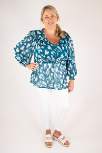 CURVY TEXTURED EMPIRE WAIST WOVEN TOP