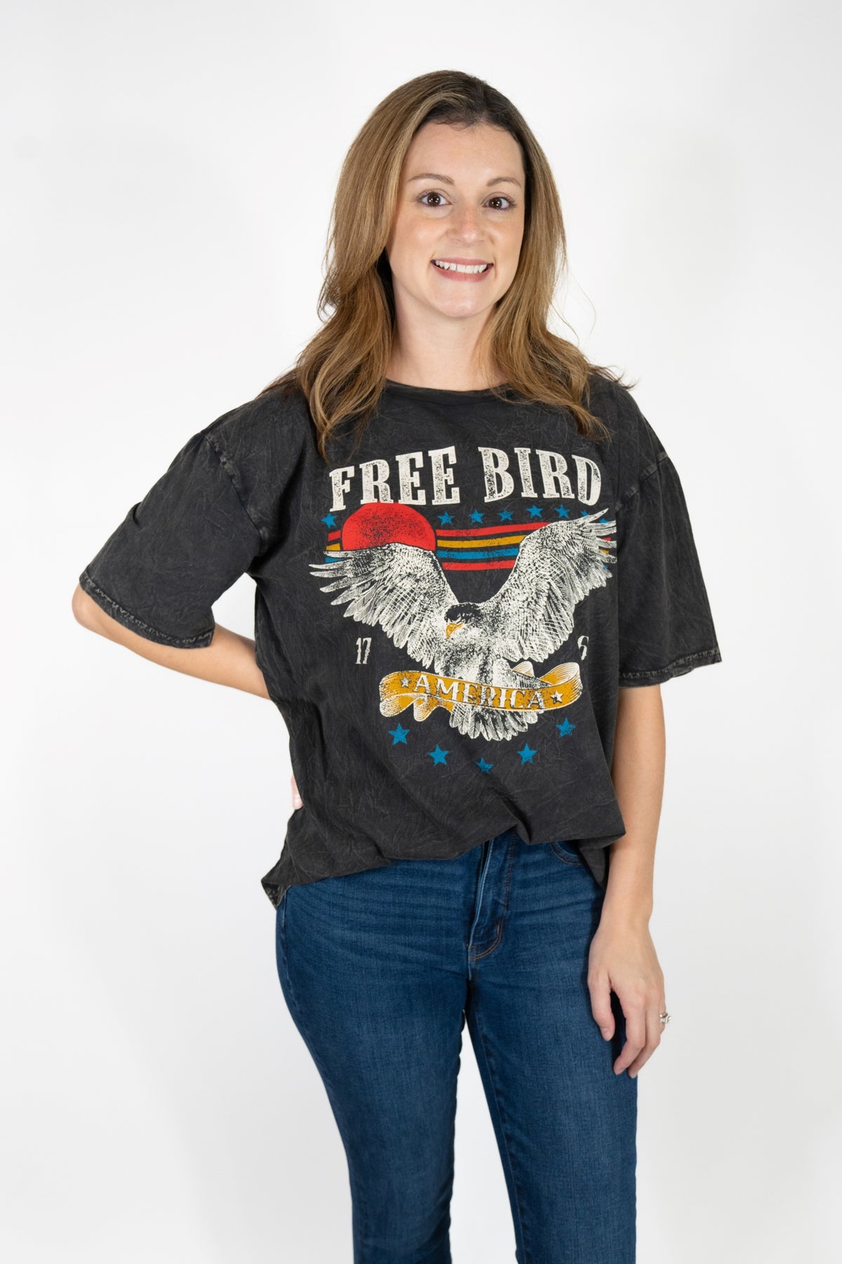 FREE BIRD AMERICA OVERSIZED GRAPHIC TEE