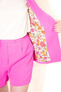 SHIRRED SLEEVE BLAZER AND SHORT SET