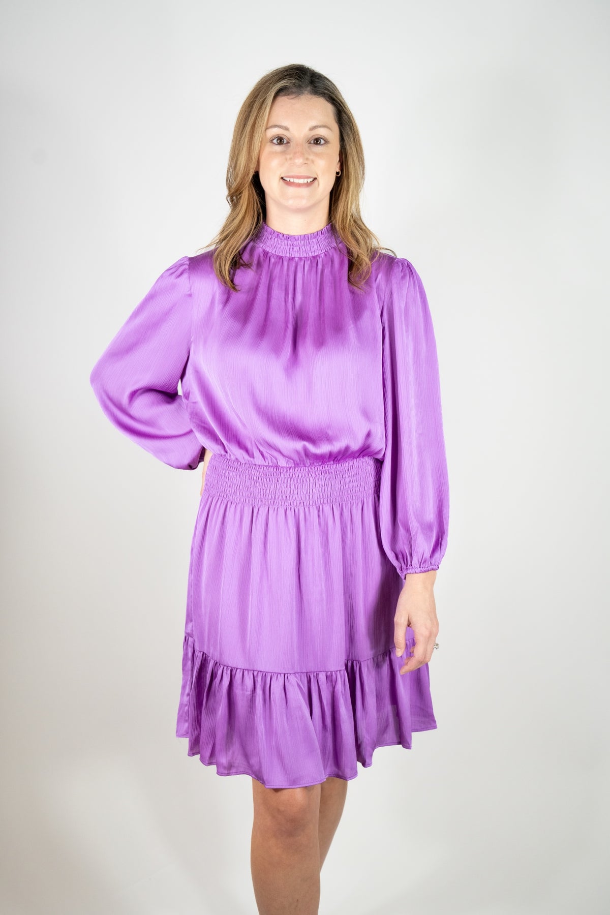 satin mock neck mini dress Satin Sway Cowl Mock Neck Mini Dress