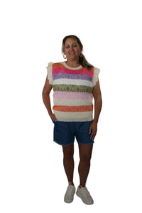 MULTI COLOR STRIPED KNIT TOP