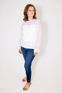 ELEGANT FASHIONABLE WHITE LACE TOP