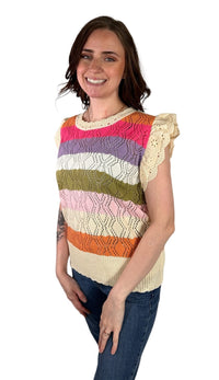 MULTI COLOR STRIPED KNIT TOP