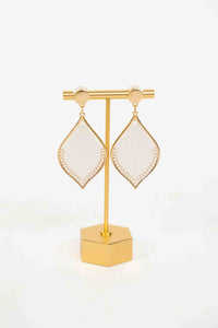 WHITE THREAD WRAPPED DROP EARRINGS